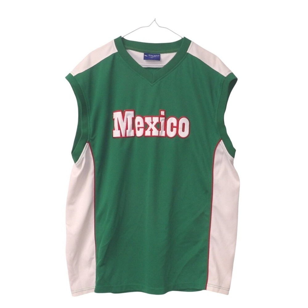 Blue Ocean Mexico Sleeveless Jersey Green White V-Neck XL Athletic Tank Top